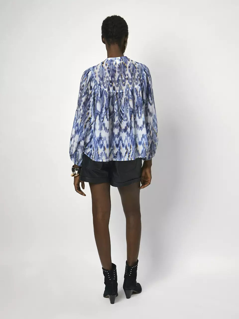 DANTE6 BIARRITZ blouse-80% katoen, 20% zijde-DAMES TOPS & BLOUSES-Blauw