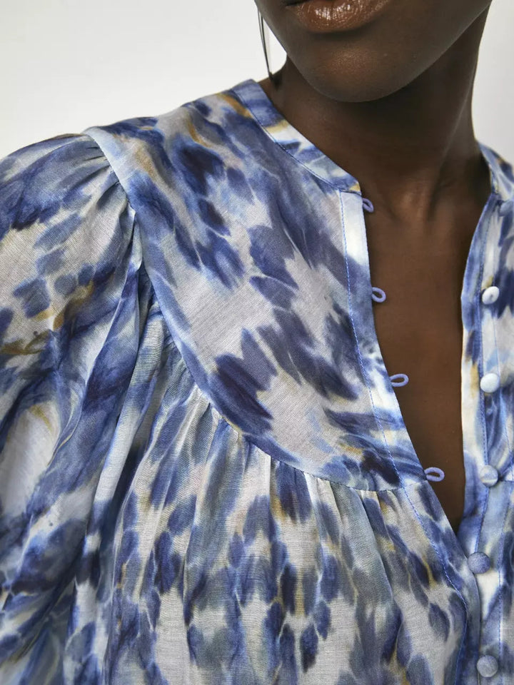 DANTE6 BIARRITZ blouse-80% katoen, 20% zijde-DAMES TOPS & BLOUSES-Blauw