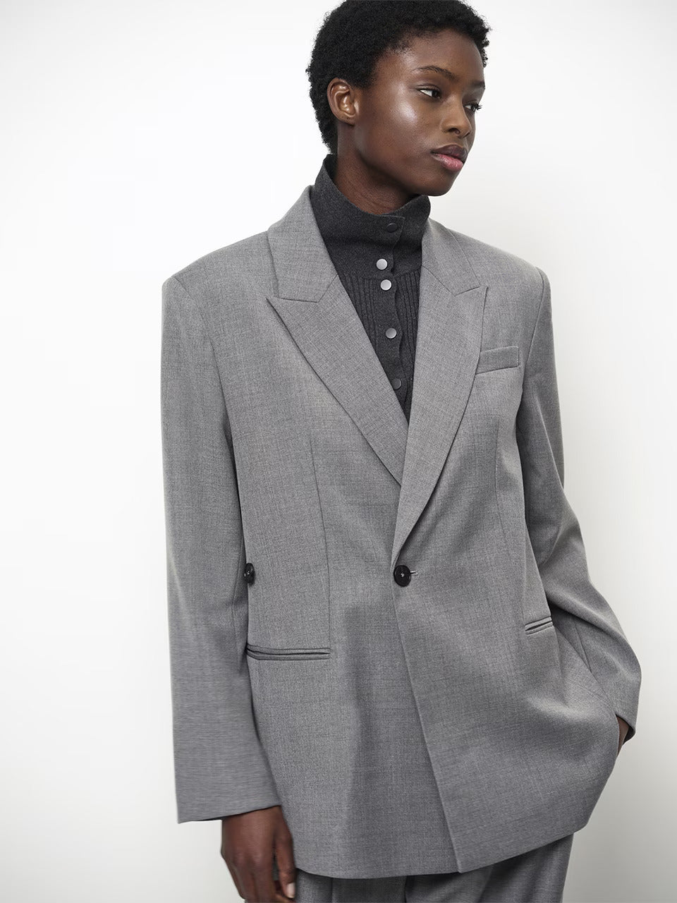 Dante6 Bolton Wikkelblazer – Grijs-80% polyester, 18% viscose, 2% elastaan-DAMES BLAZERS & JASJES-Grijs