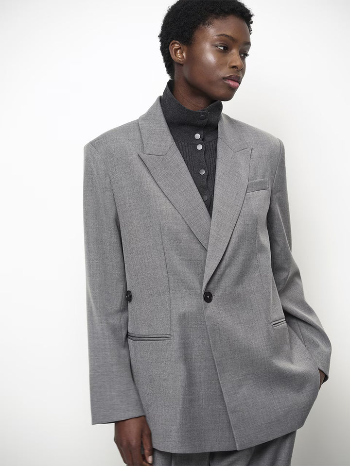 Dante6 Bolton Wikkelblazer – Grijs-80% polyester, 18% viscose, 2% elastaan-DAMES BLAZERS & JASJES-Grijs