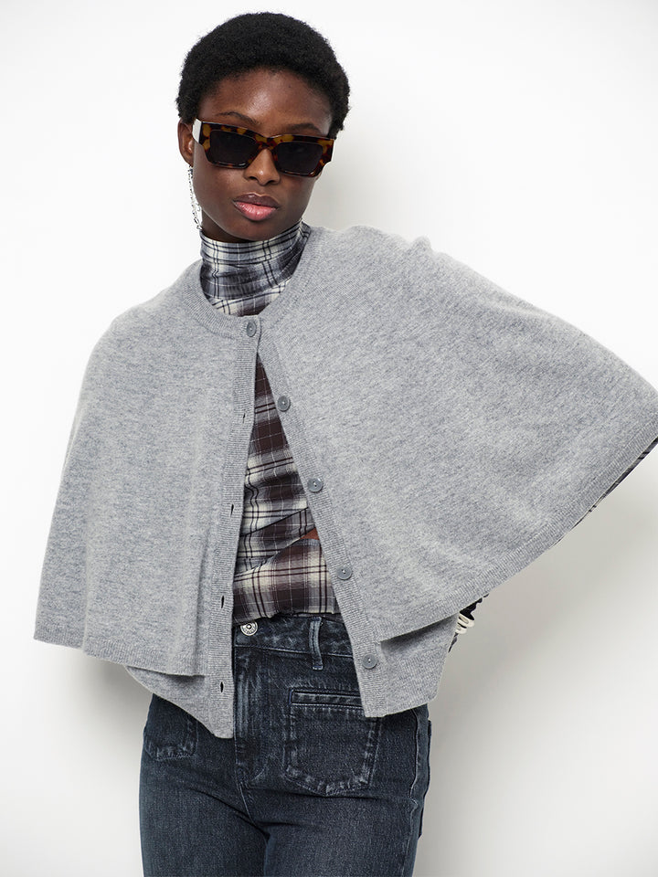 Dante6 Camyl Cape – Grijs-100% merino wol-DAMES TRUIEN & VESTEN-Grijs