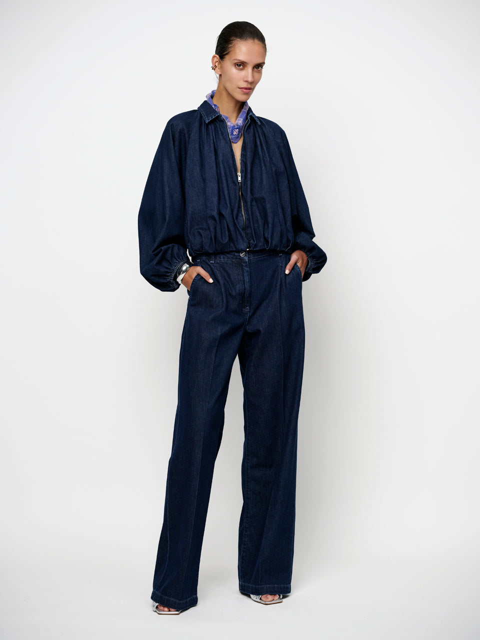 Dante6 Cassi Balloon Denim Jacket – Blauw-100% katoen-DAMES BLAZERS & JASJES-Blauw