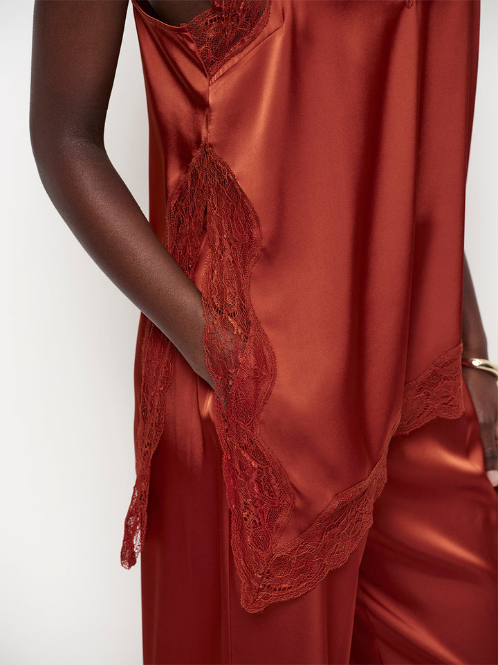 Dante6 Dawna Satijnen Camitop – Oranje-100% gerecycled polyester-DAMES TOPS & BLOUSES-Oranje