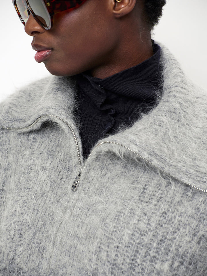 Dante6 Gebreide Trui Emyla – Grijs-50% alpaca wol, 35% polyamide, 15% merino wol-DAMES TRUIEN & VESTEN-Grijs