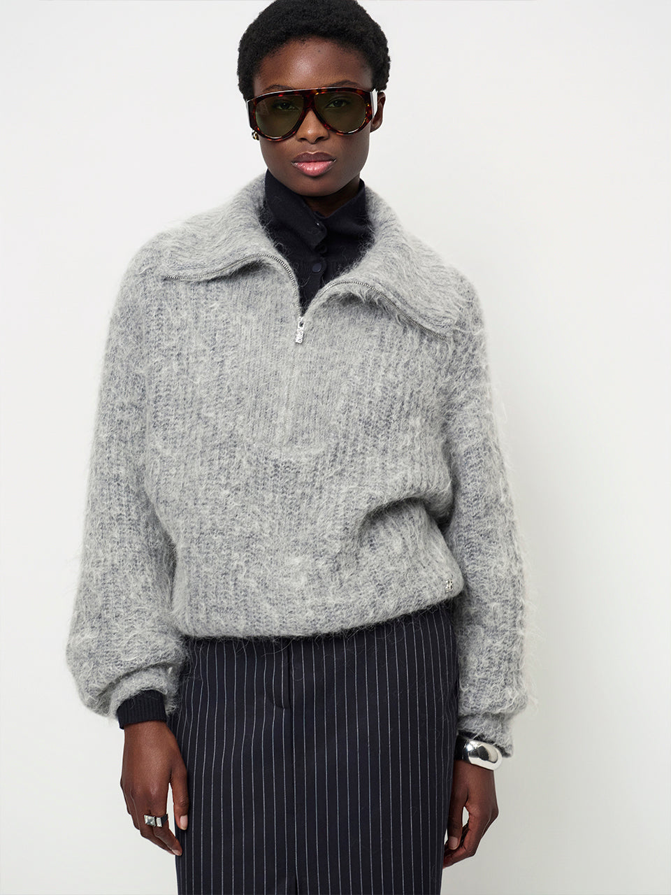 Dante6 Gebreide Trui Emyla – Grijs-50% alpaca wol, 35% polyamide, 15% merino wol-DAMES TRUIEN & VESTEN-Grijs