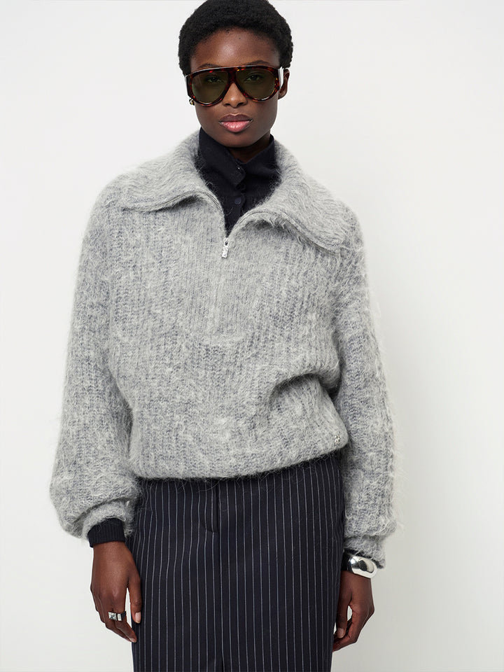 Dante6 Gebreide Trui Emyla – Grijs-50% alpaca wol, 35% polyamide, 15% merino wol-DAMES TRUIEN & VESTEN-Grijs