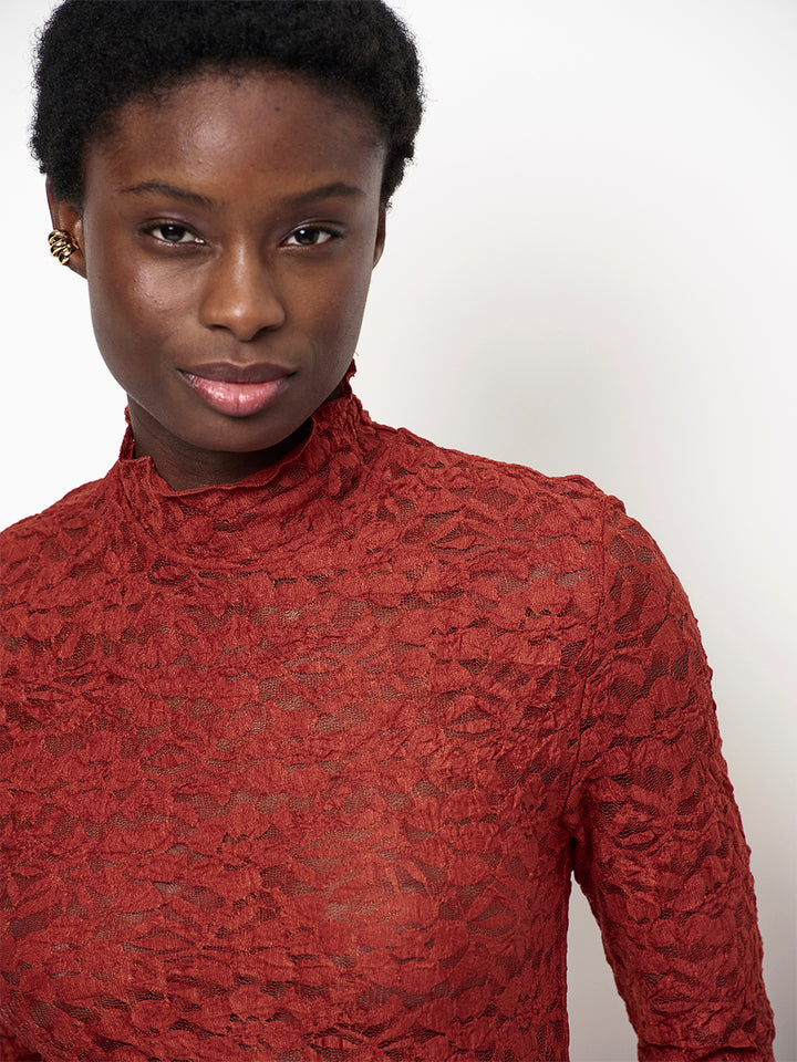 Dante6 Irony Kanten Coltop – Oranje-92% polyamide, 8% elastaan<br />-DAMES TOPS & BLOUSES-Oranje