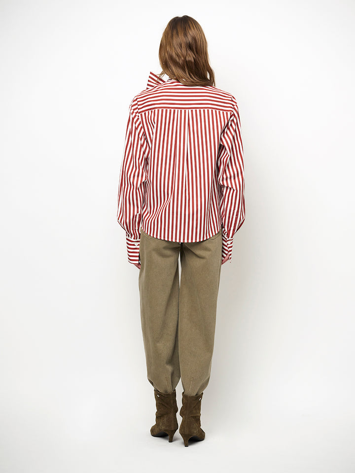 Dante6 Ivez Gestreepte Blouse – Rood-100% katoen-DAMES TOPS & BLOUSES-Rood