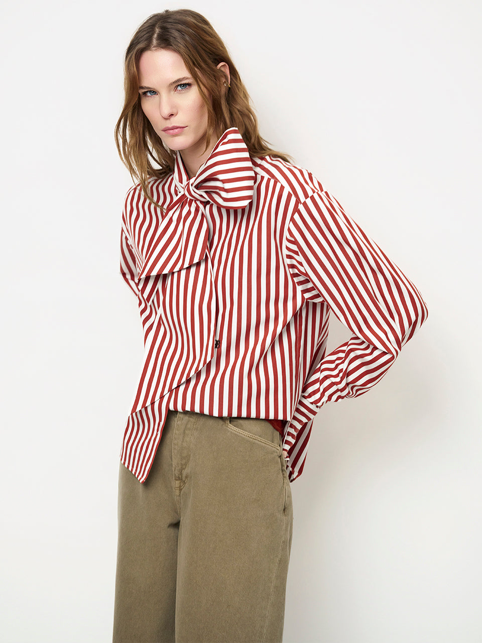 Dante6 Ivez Gestreepte Blouse – Rood-100% katoen-DAMES TOPS & BLOUSES-Rood