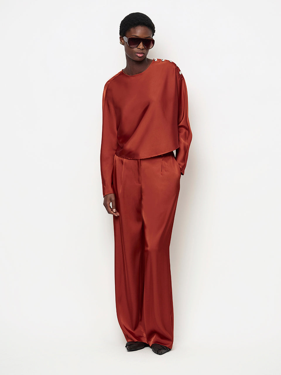 Dante6 Jules Satijnen Pantalon – Oranje-100% gerecycled polyester-DAMES BROEKEN-Oranje
