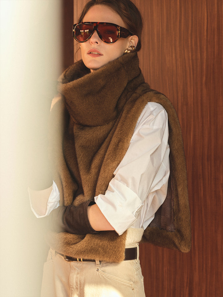 Dante6 Lucu Gilet van Imitatiebont – Bruin-100% polyester-DAMES TRUIEN & VESTEN-Bruin