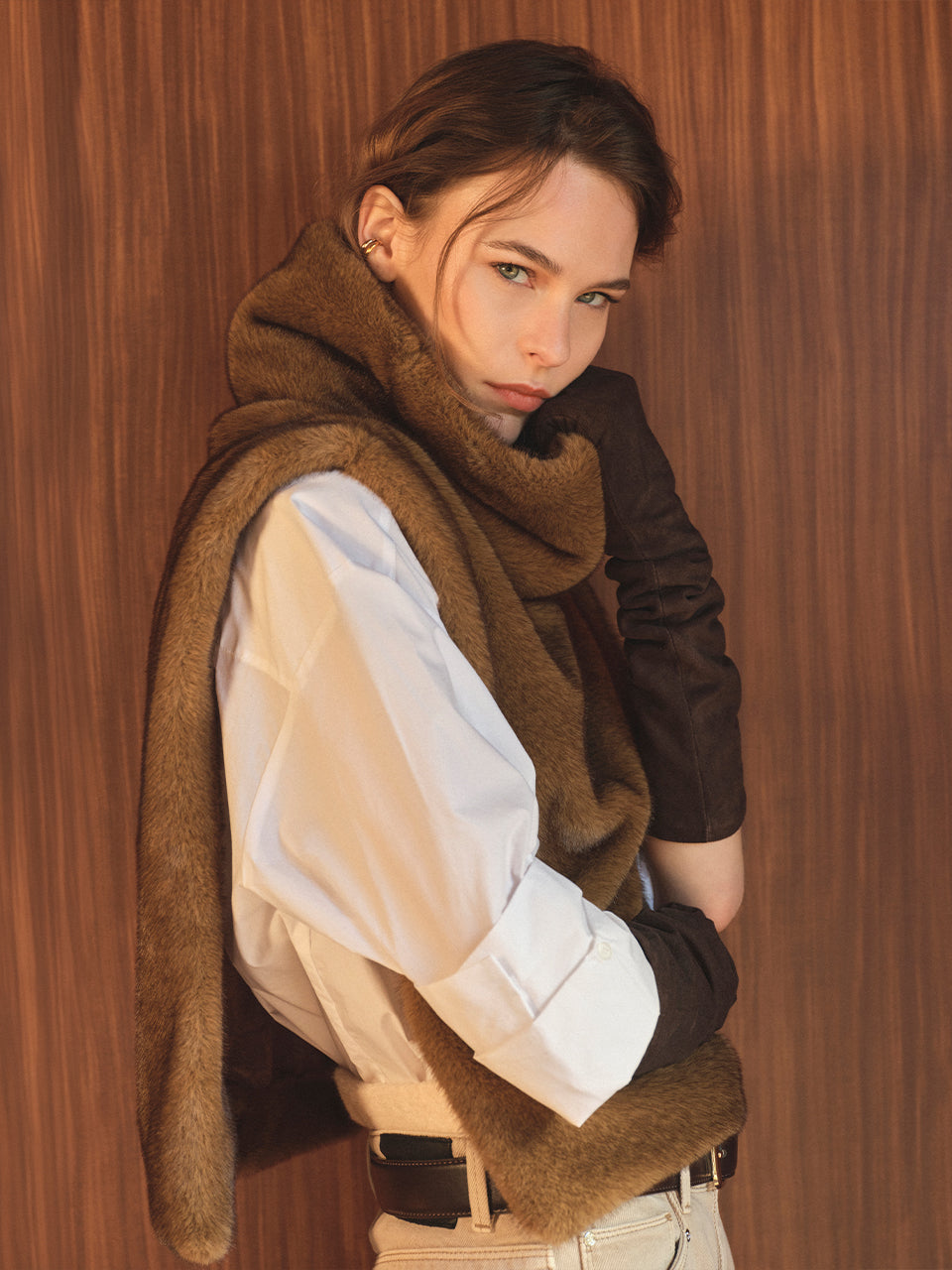 Dante6 Lucu Gilet van Imitatiebont – Bruin-100% polyester-DAMES TRUIEN & VESTEN-Bruin