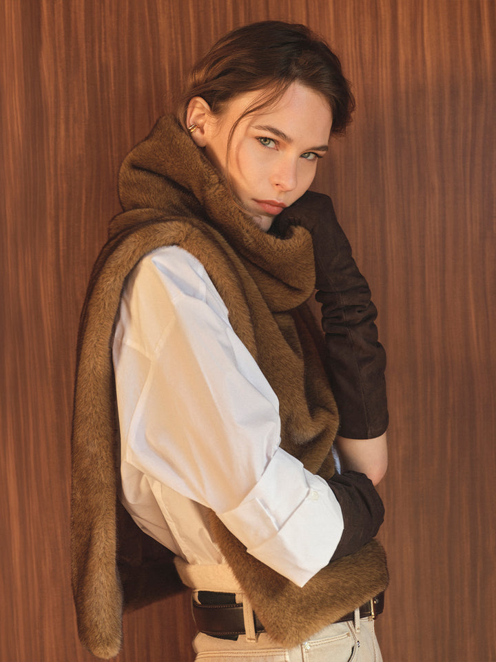 Dante6 Lucu Gilet van Imitatiebont – Bruin-100% polyester-DAMES TRUIEN & VESTEN-Bruin