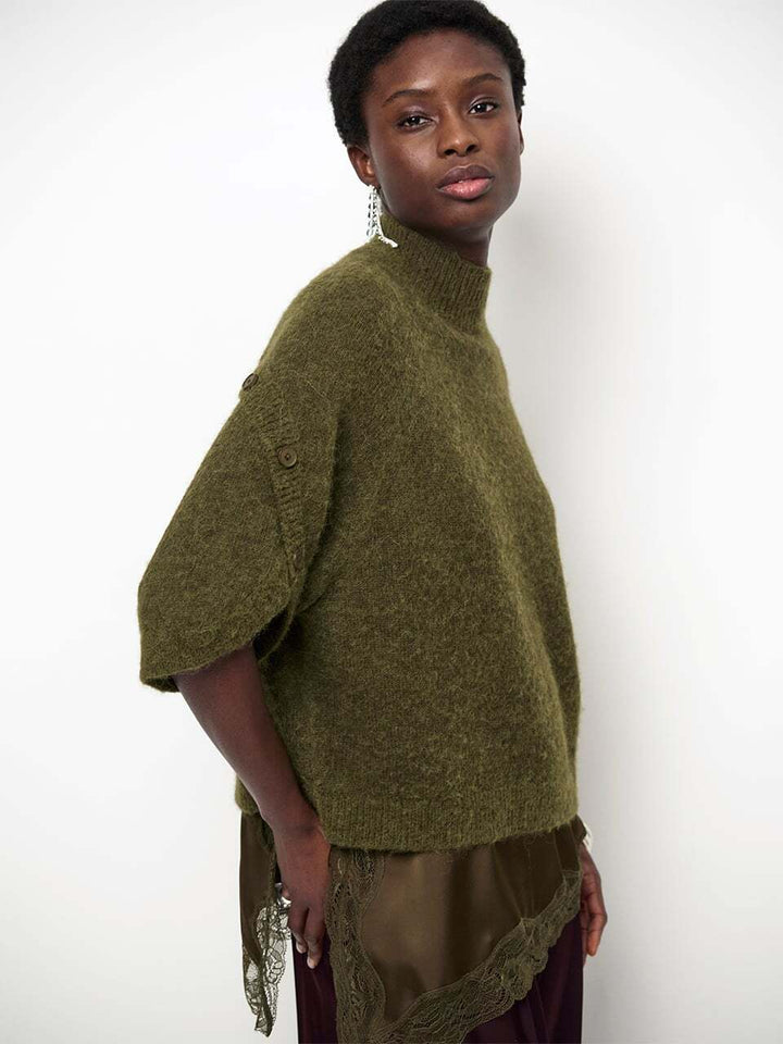 Dante6 Mahani Cape Trui – Groen-41% alpaca wol, 37% polyamide, 22% merino wol-DAMES TRUIEN & VESTEN-Groen