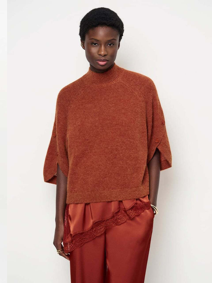 Dante6 Mahani Cape Trui – Oranje-41% alpaca wol, 37% polyamide, 22% merino wol-DAMES TRUIEN & VESTEN-Oranje