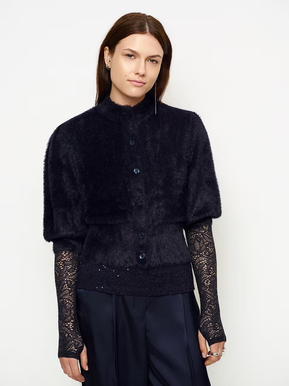 Dante6 Nicyra Kanten Coltop – Blauw-87% gerecycled polyamide, 13% elastaan-DAMES TOPS & BLOUSES-Blauw