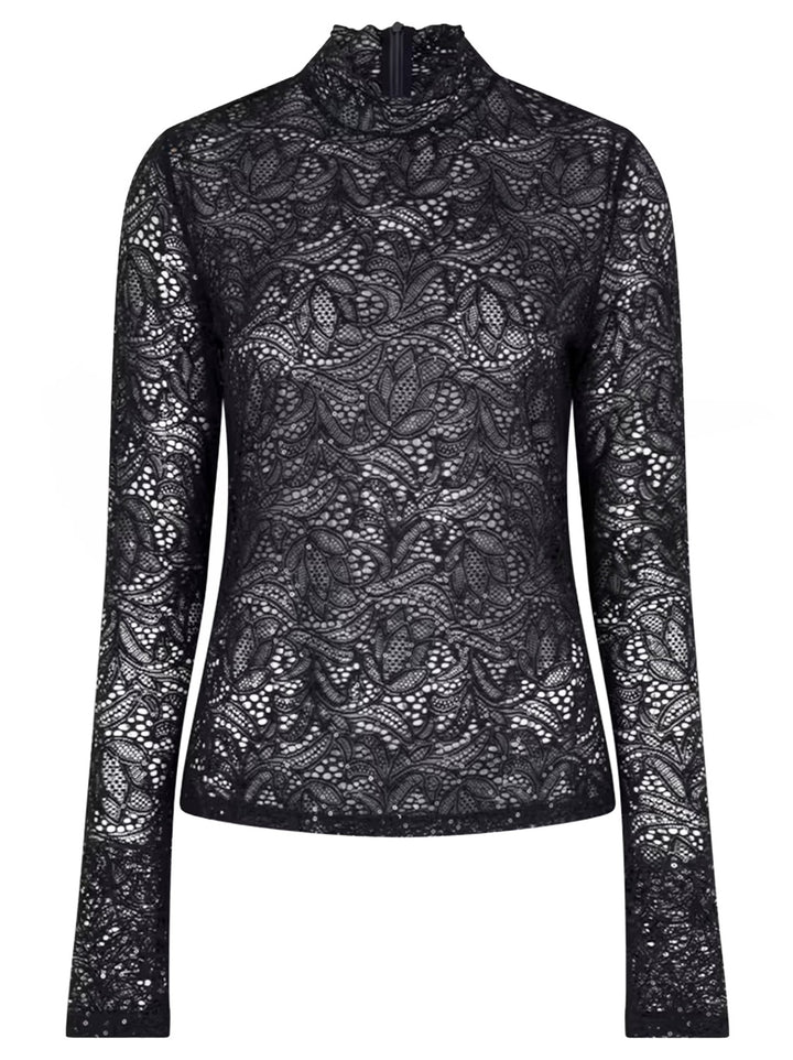 Dante6 Nicyra Kanten Coltop – Blauw-87% gerecycled polyamide, 13% elastaan-DAMES TOPS & BLOUSES-Blauw
