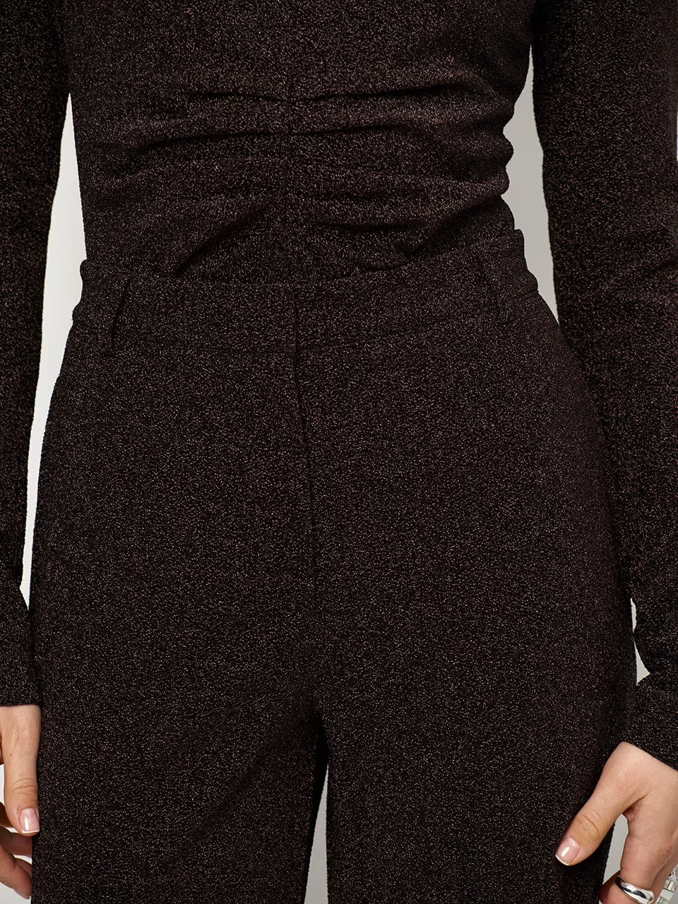 Dante6 Noemia Lurex Pantalon – Bruin-68% gerecycled polyamide, 27% polyester, 5% elastaan-DAMES BROEKEN-Bruin