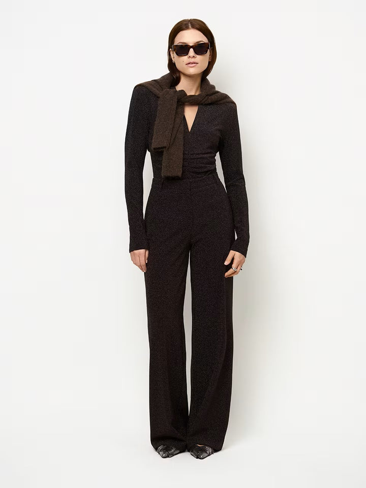Dante6 Noemia Lurex Pantalon – Bruin-68% gerecycled polyamide, 27% polyester, 5% elastaan-DAMES BROEKEN-Bruin