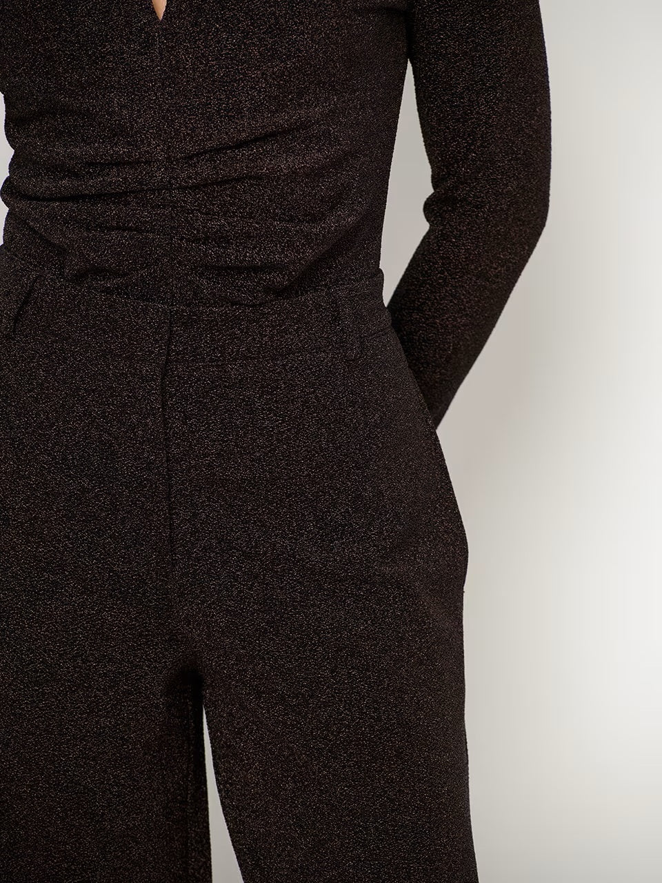 Dante6 Noemia Lurex Pantalon – Bruin-68% gerecycled polyamide, 27% polyester, 5% elastaan-DAMES BROEKEN-Bruin