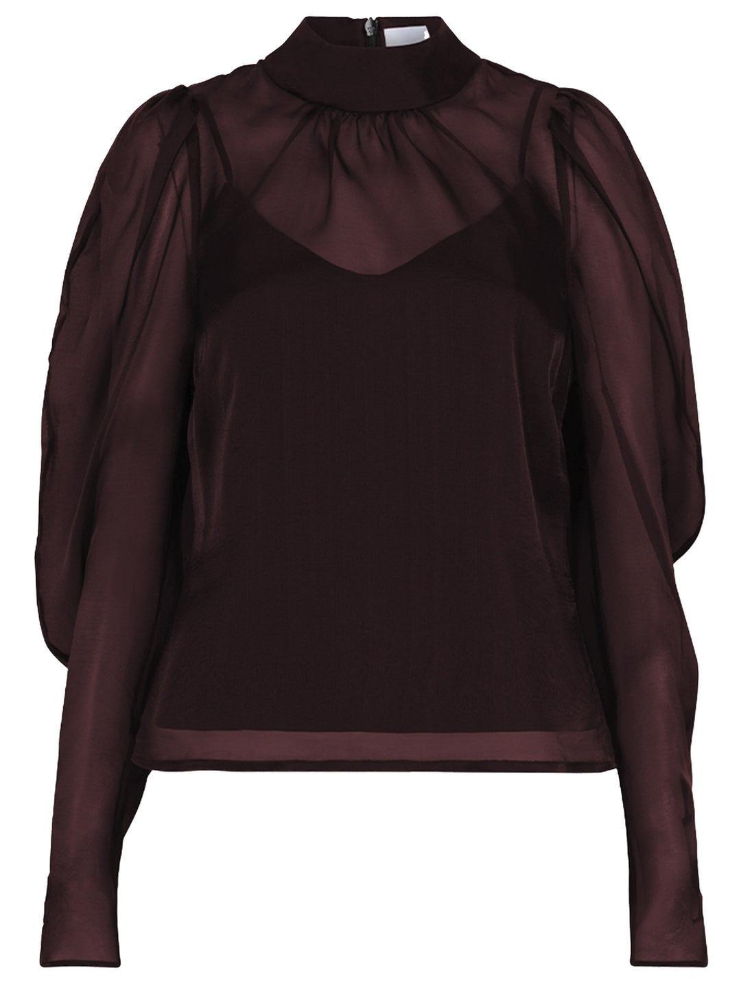 Dante6-Ocean organza crêpe top in semi-transparant-100% polyester-DAMES TOPS & BLOUSES-Paars