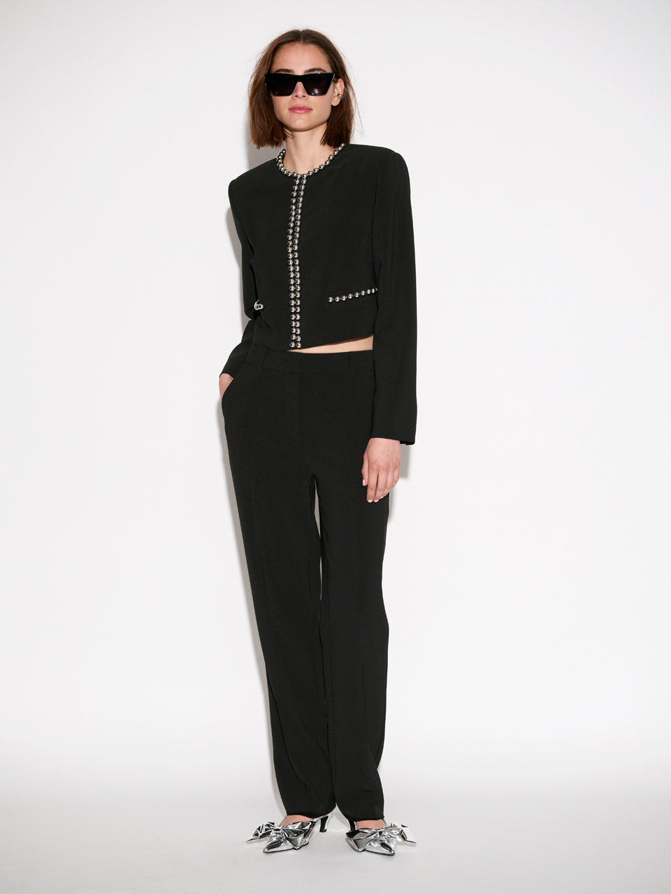 Dante6-Polena tapered leg broek-92% polyester, 8% elastaan-DAMES BROEKEN-Zwart