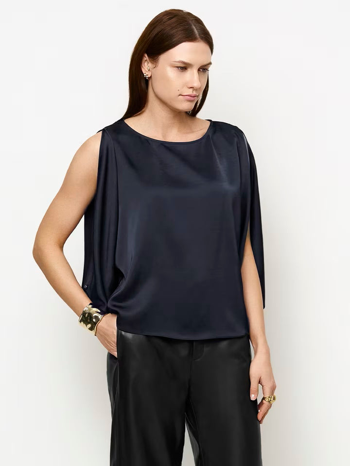 Dante6 Risette Satijnen Top – Blauw -100% polyester-DAMES TOPS & BLOUSES-Blauw