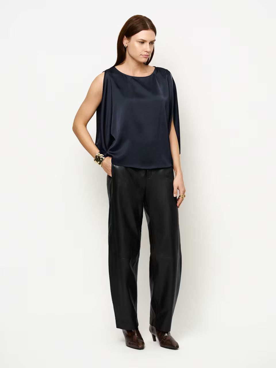 Dante6 Risette Satijnen Top – Blauw -100% polyester-DAMES TOPS & BLOUSES-Blauw