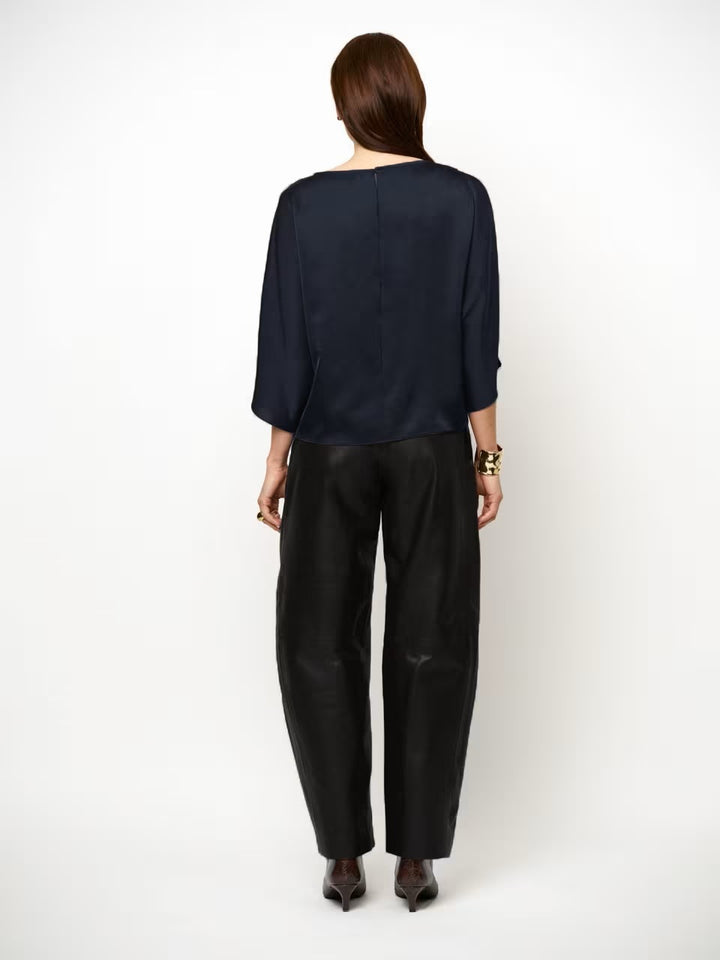 Dante6 Risette Satijnen Top – Blauw -100% polyester-DAMES TOPS & BLOUSES-Blauw