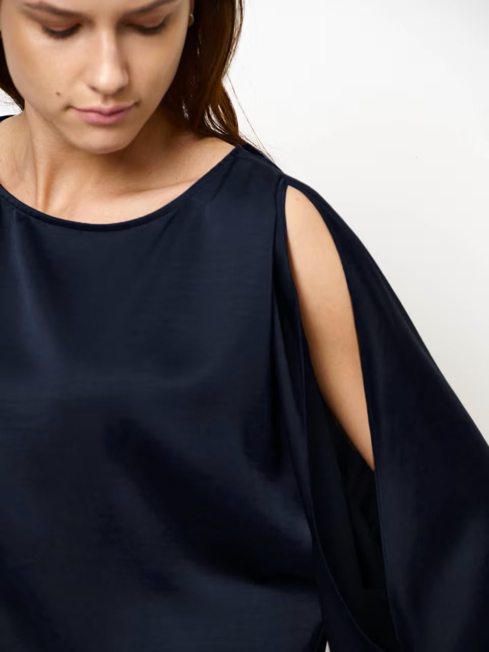 Dante6 Risette Satijnen Top – Blauw -100% polyester-DAMES TOPS & BLOUSES-Blauw