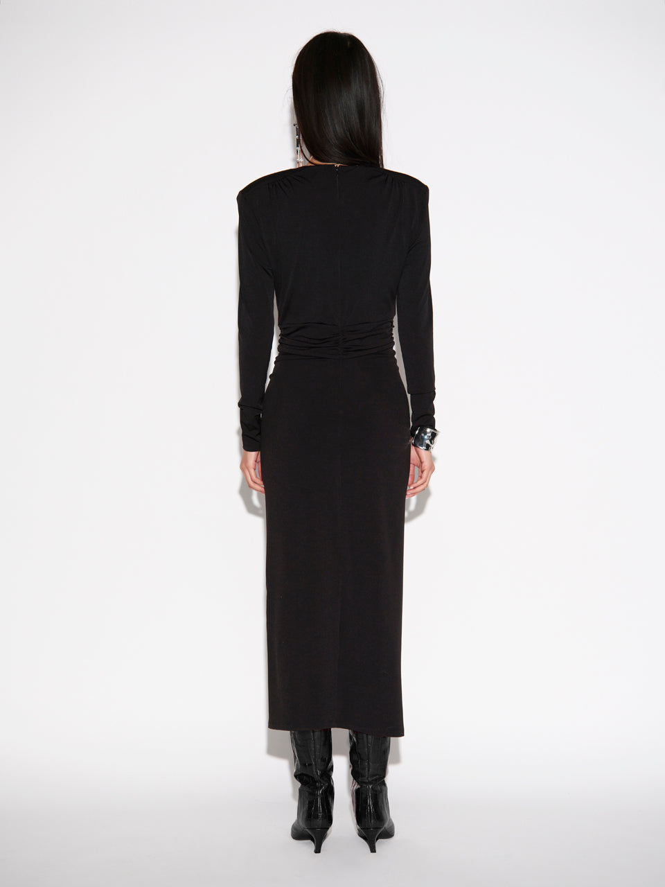 Dante6 Roany – Midi Jurk In Crêpe-95% polyester, 5% elastaan-DAMES JURKEN-Zwart