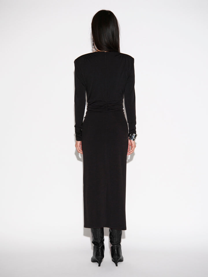 Dante6 Roany – Midi Jurk In Crêpe-95% polyester, 5% elastaan-DAMES JURKEN-Zwart