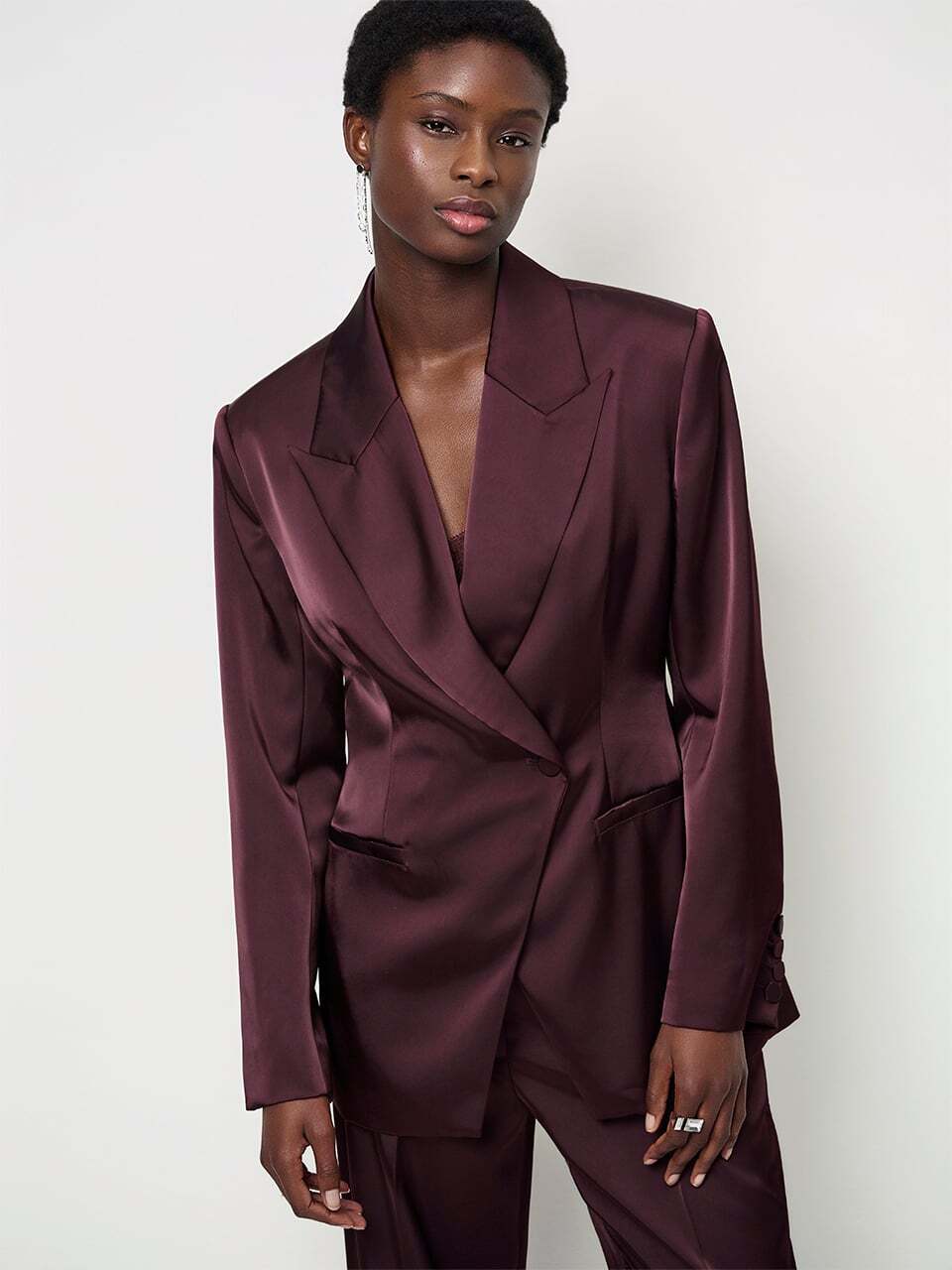 Dante6 Rush Satijnen Blazer – Paars-100% polyester-DAMES BLAZERS & JASJES-Paars