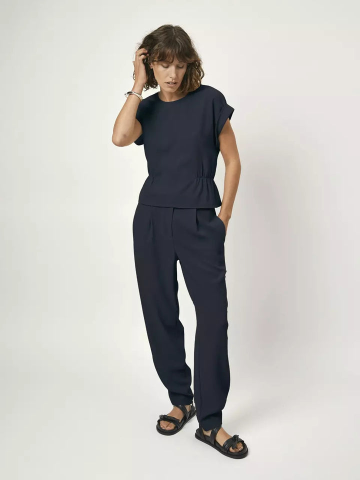 DANTE6 SERWYN top-60% polyester, 40% recycled polyester-DAMES TOPS & BLOUSES-Blauw