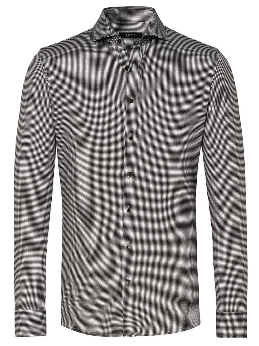 DESOTO luxury line slim-100% katoen-HEREN SHIRTS-Bruin