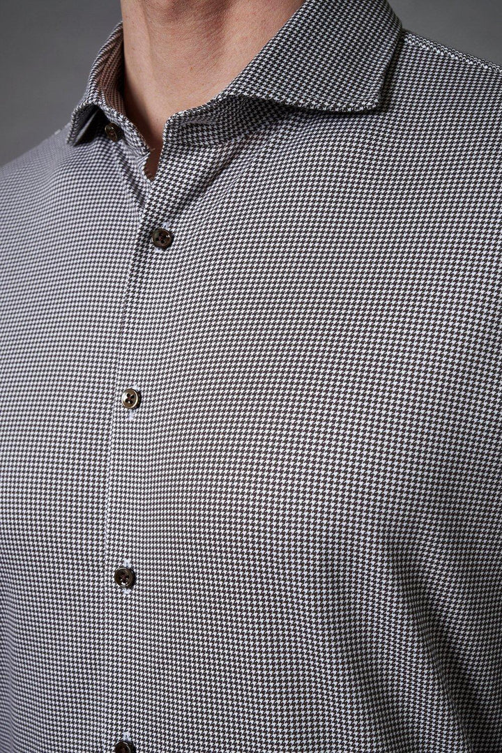 DESOTO luxury line slim-100% katoen-HEREN SHIRTS-Bruin