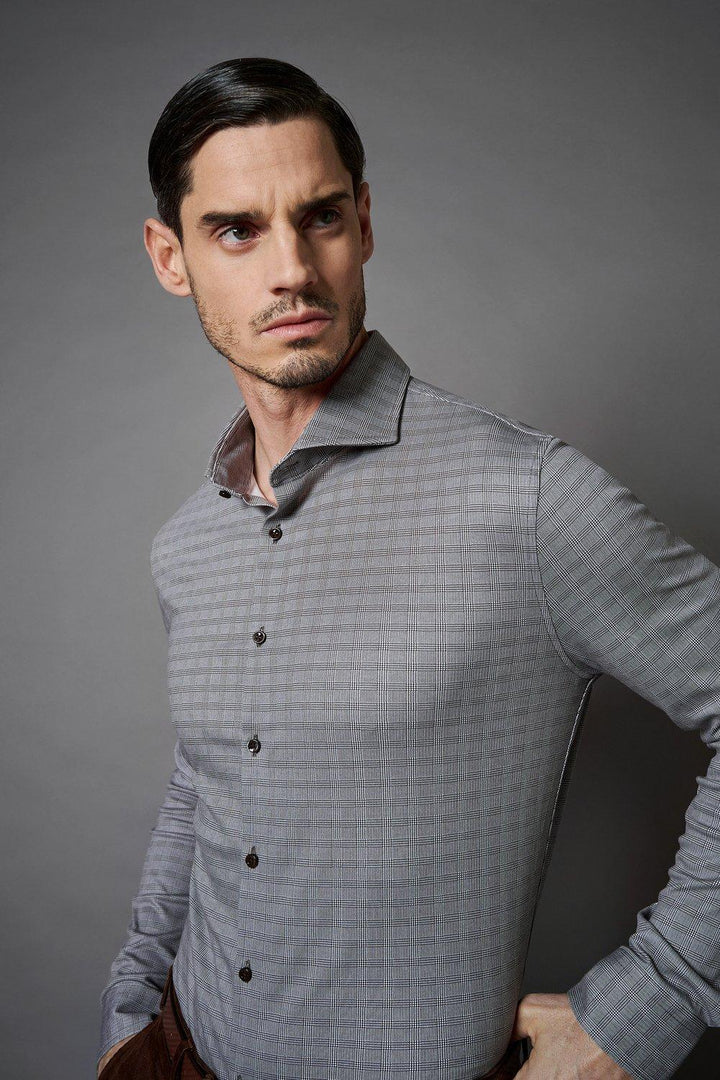 DESOTO luxury line slim fit-100% katoen-HEREN SHIRTS-Bruin