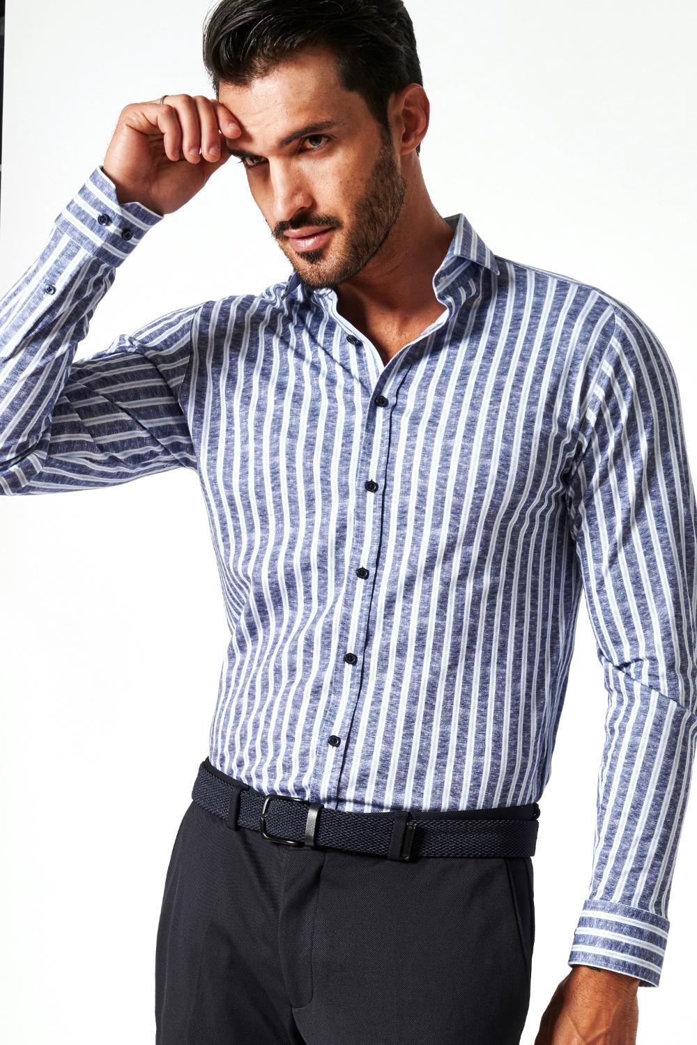 DESOTO overhemd-100% katoen-HEREN SHIRTS-Blauw