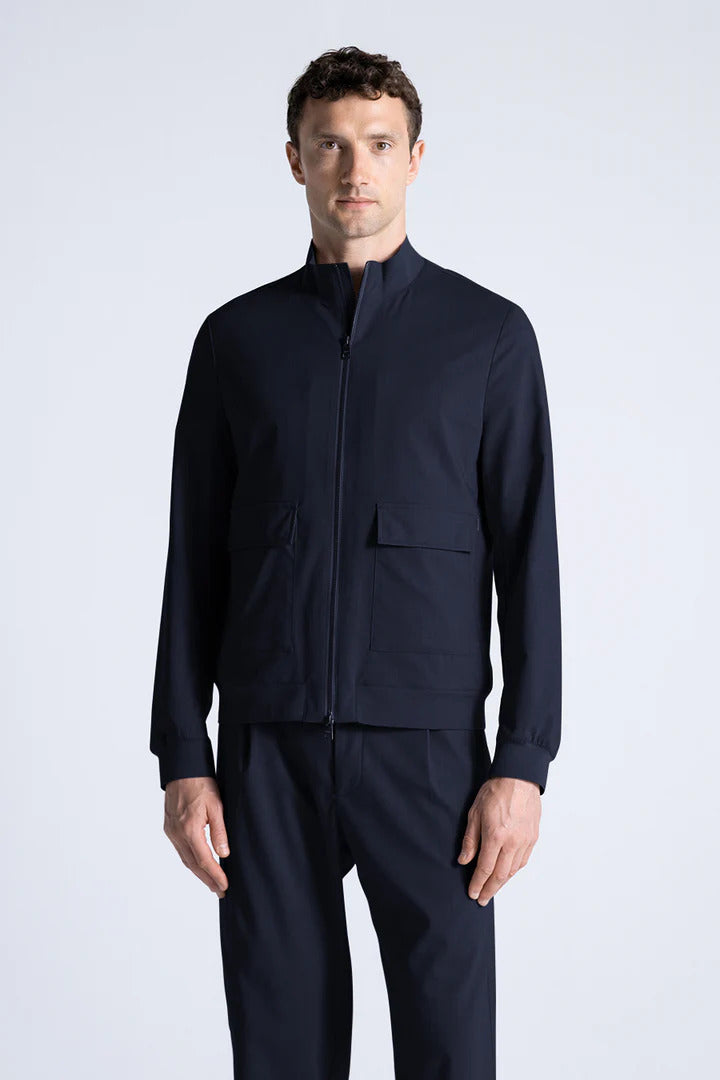 DUNO bomberjack SOUND MAROLA-30% Wol<br />62% Polyester<br />8% Elastaan-HEREN JASSEN & JACKS-Blauw