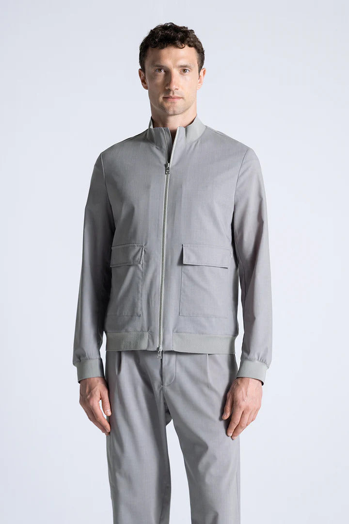 DUNO bomberjack SOUND MAROLA-30% Wol<br />62% Polyester<br />8% Elastaan-HEREN JASSEN & JACKS-Grijs