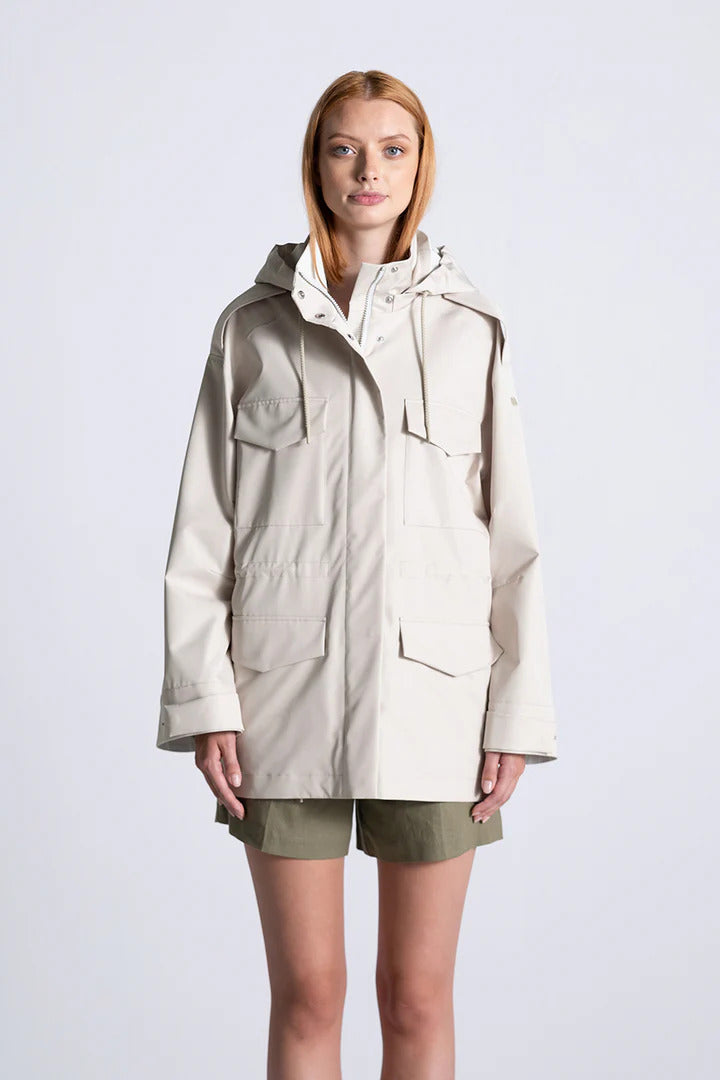 DUNO korte parka ATENA-83% Polyester<br />17% Zijden-DAMES JASSEN & JACKS-Beige