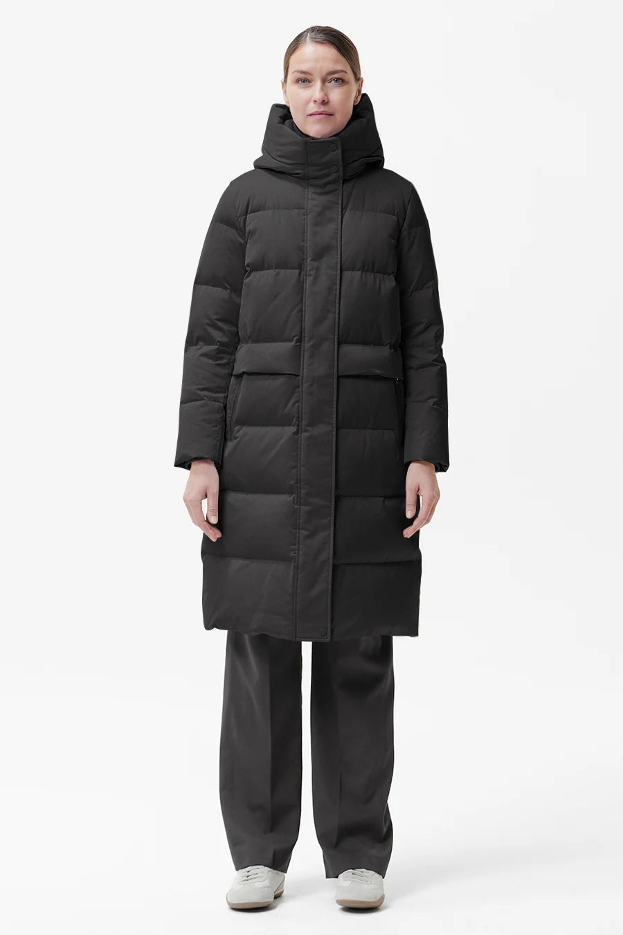 Duno SHEGAN Lange Donsjas – Bruin-100% polyester-DAMES JASSEN & JACKS-Bruin