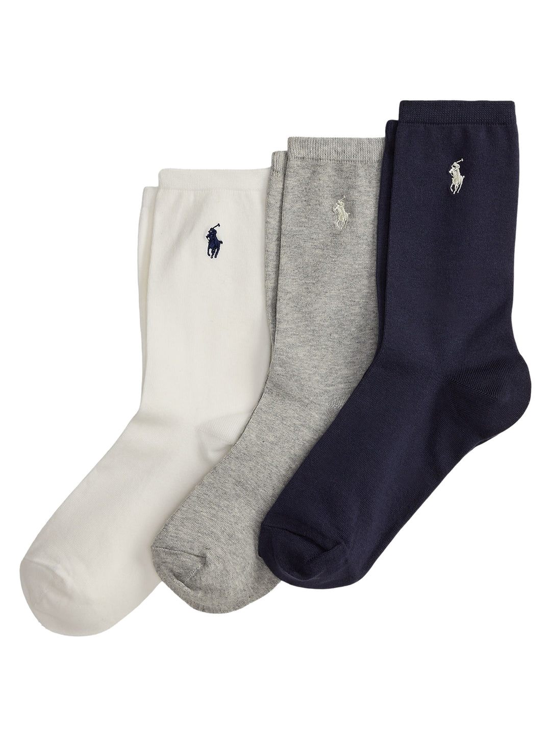 EMBROIDERED PONY CREW SOCK 3-PACK-DAMES ONDER- EN BADMODE-Wit