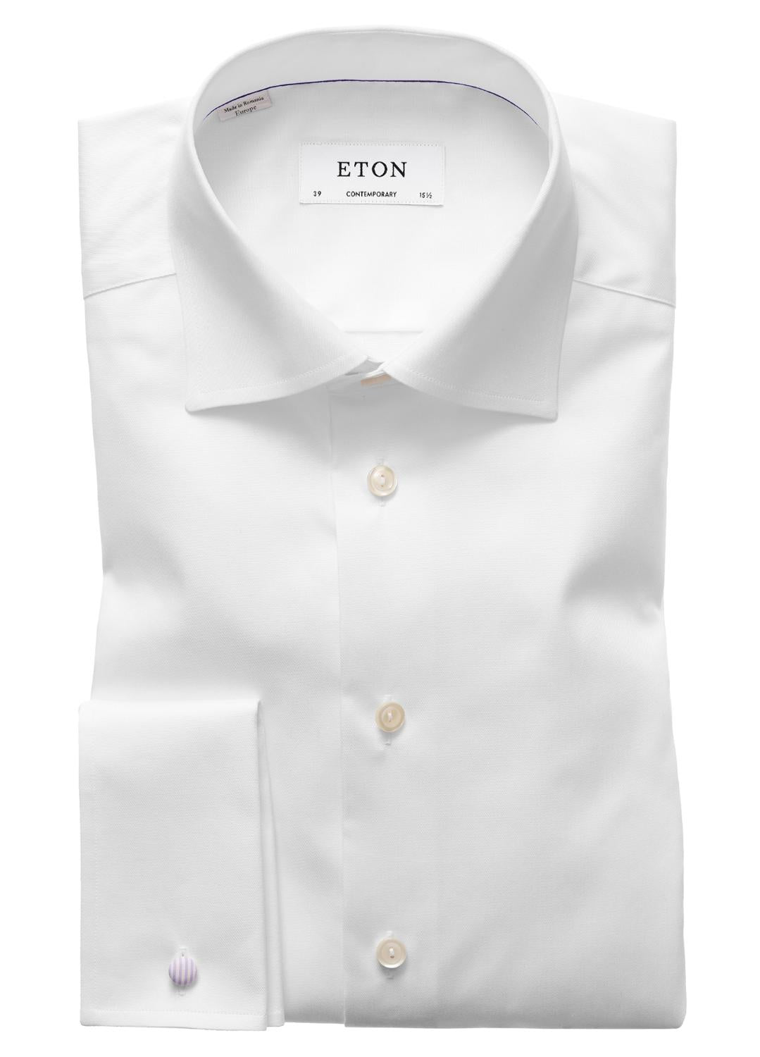 Eton cf overhemd (french cuff)-100% katoen-HEREN SHIRTS-Wit