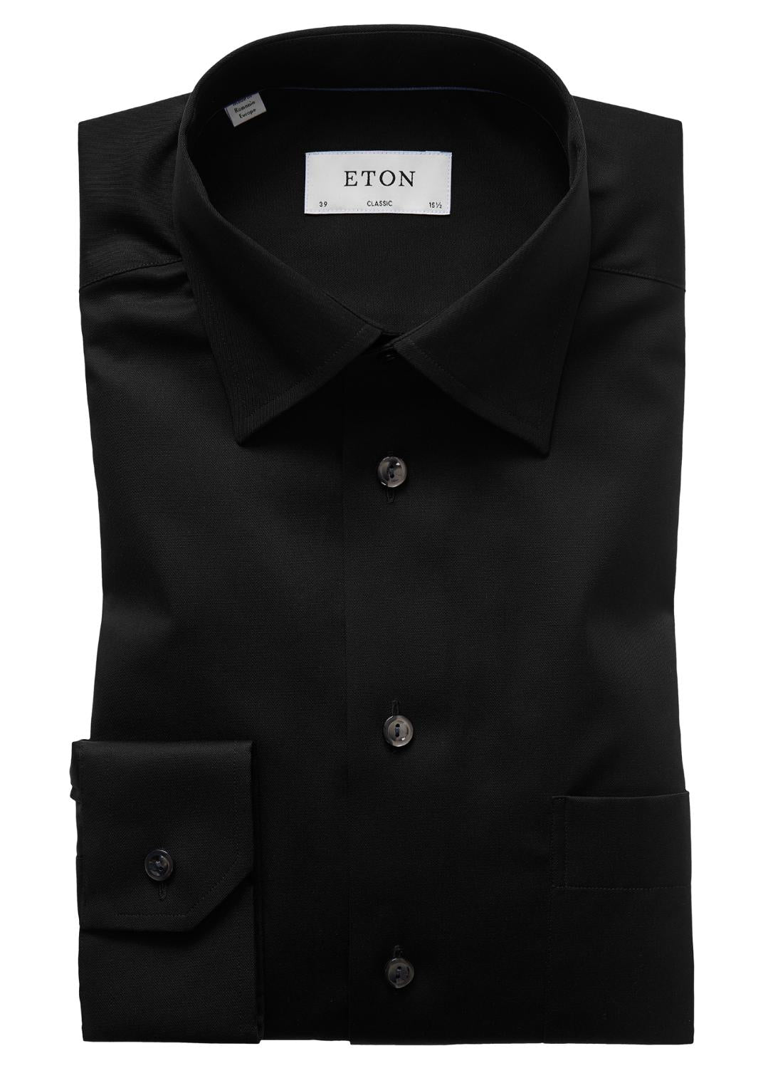 Eton classic fit overhemd NOS-100% katoen-HEREN SHIRTS-Zwart