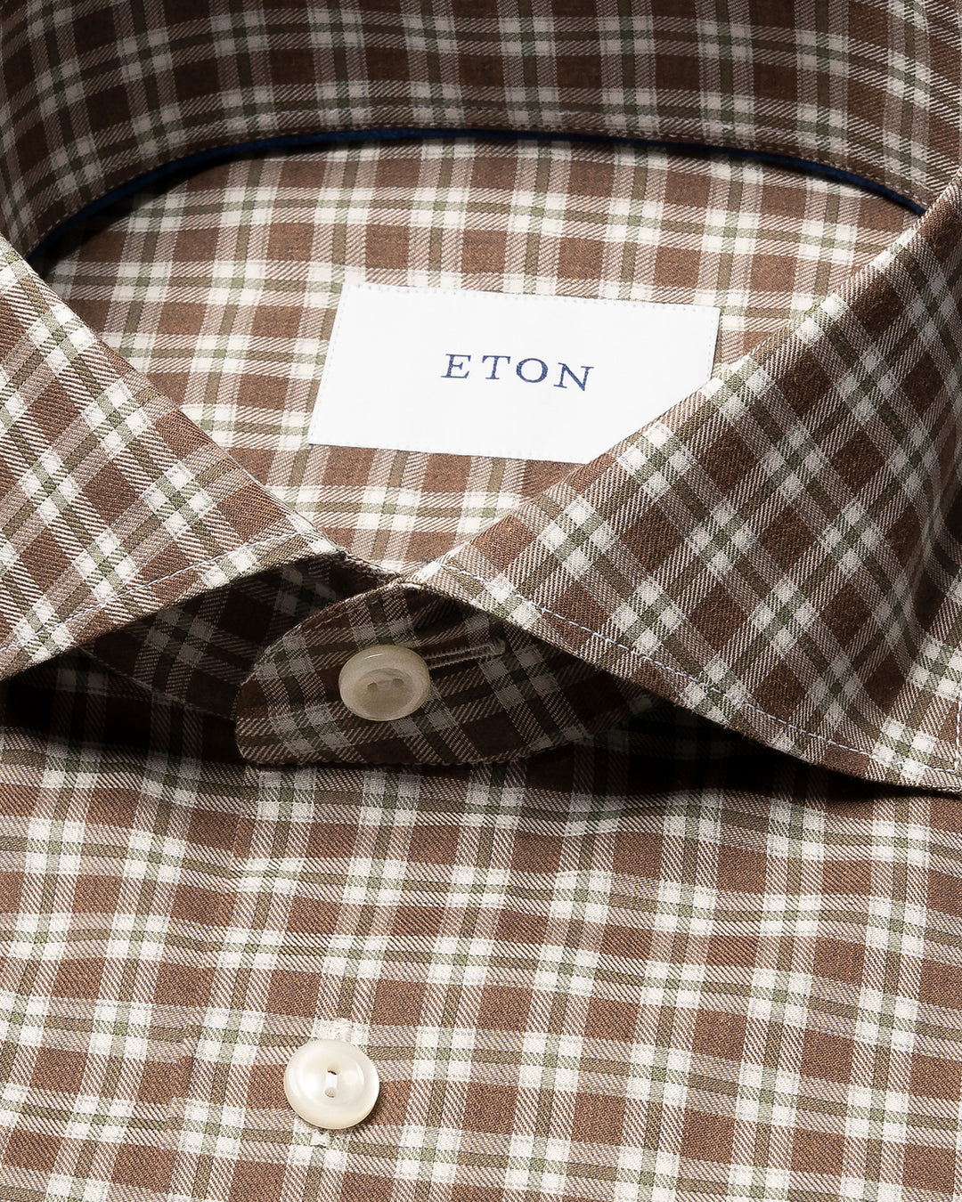 Eton – Contemporary Fit Business Shirt Bruin-100% katoen-HEREN SHIRTS-Bruin