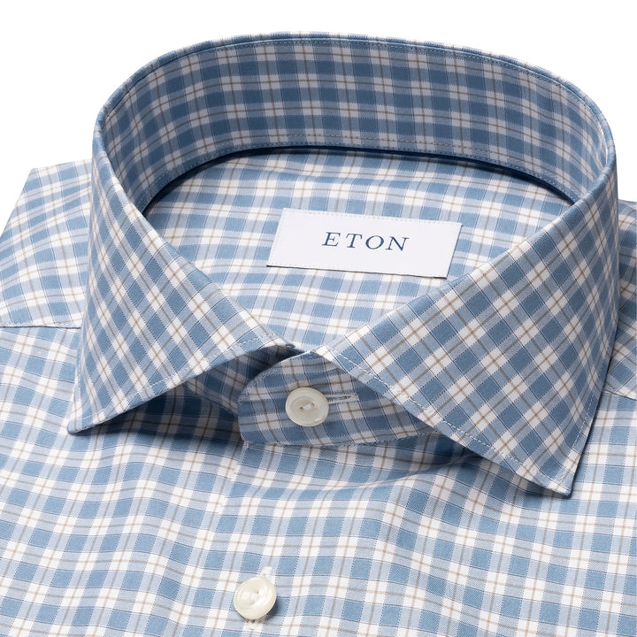 Eton contemporary twill shirt-100% katoen-HEREN SHIRTS-Blauw