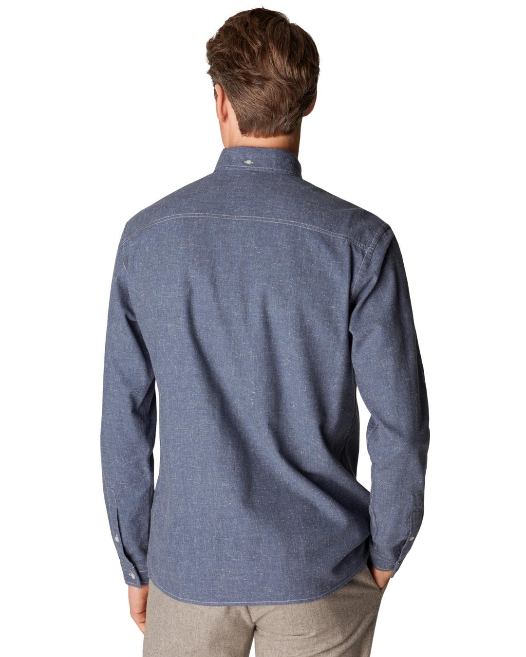 Eton denim shirt-58% katoen, 42% polyamide-HEREN SHIRTS-Blauw