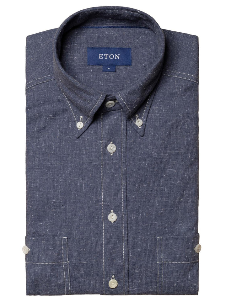 Eton denim shirt-58% katoen, 42% polyamide-HEREN SHIRTS-Blauw