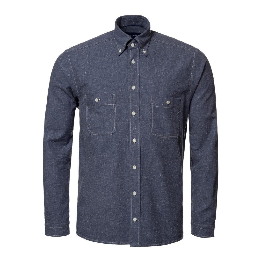 Eton denim shirt-58% katoen, 42% polyamide-HEREN SHIRTS-Blauw